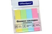 Клейкие закладки 50*12мм, 25л*4 пастельных цвета, европодвес OfficeSpace
