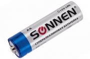 Батарейки, SONNEN Super Alkaline, АА (LR6, 15А), алкалиновые, пальчиковые, блистер, 451094