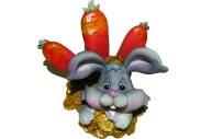 Подставка д/визиток-полистоун UW30-15268 8см "Кролик с морковками" /2 /0 /144