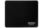 Коврик для мыши SONNEN "BLACK", резина + ткань, 220х180х3 мм, 513309