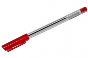Ручка шариковая 0, 7 мм, стержень красный, корпус прозрачный с красным колпачком