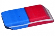 Ластик комбинированный красно-синий скошенный малый 39 х 15 х 6 мм (штрихкод на штуке)