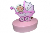Шкатулка 6102-pink "Новорожденный", овал, d- см, розовая, пластик J. Otten /12 /0