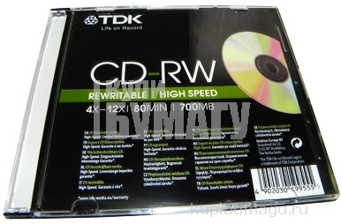  CD-RW TDK 700, 80 , 4-12x, 5., Slim Case,  (t18791),  -~~